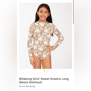New! Billabong Girls’ Sweet Dreams Long Sleeve Swimsuit